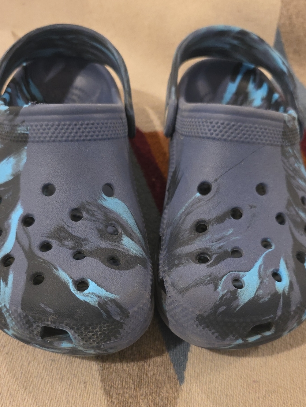Kids Blue Marble Crocs Size 2